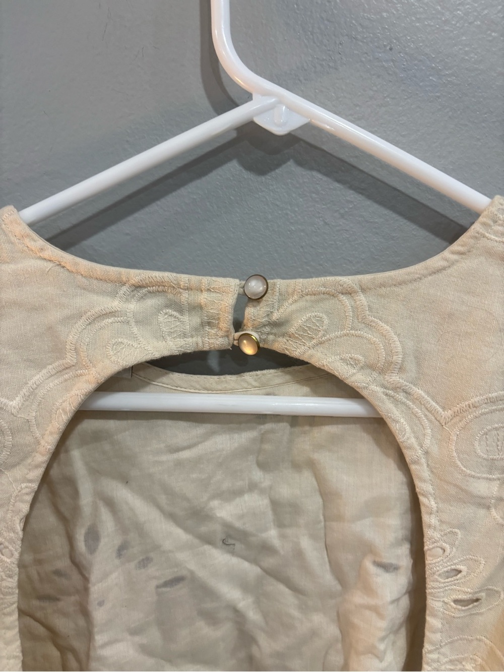 Cleobella cream eyelet open back blouse top boho bohemian hippie cottagecore L - Picture 5 of 10